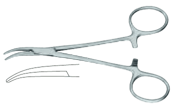 Затискач кровозупинний, дисекцiйний, горизонтально-зiгнутий, Москiт-Дендi, 120 мм Surgimax 06-230-12